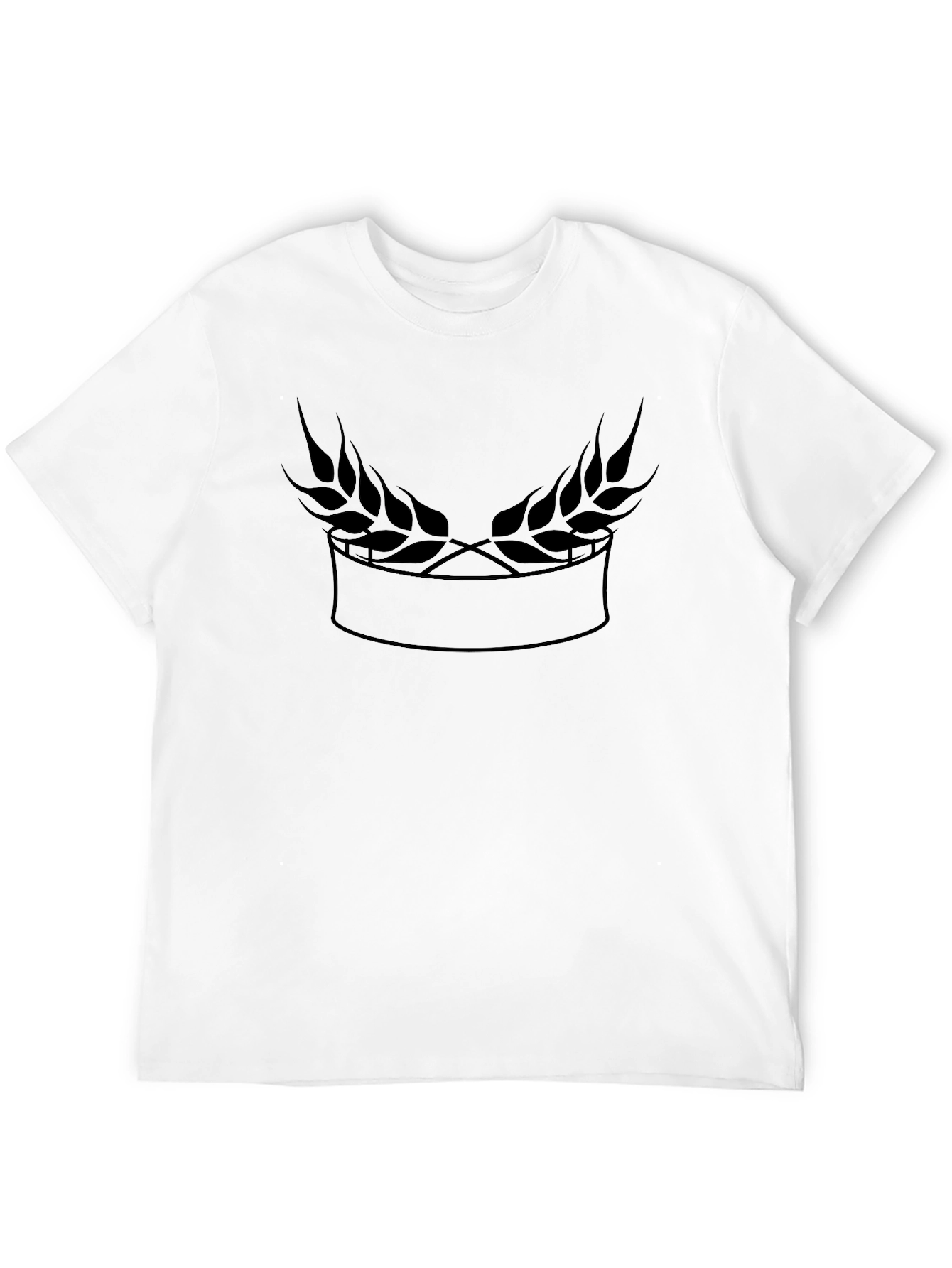 Black Graphic Tee with Wheat Laurel Design