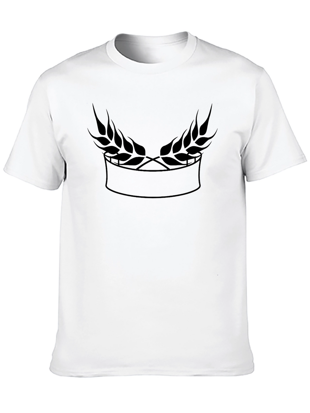 Black Graphic Tee with Wheat Laurel Design