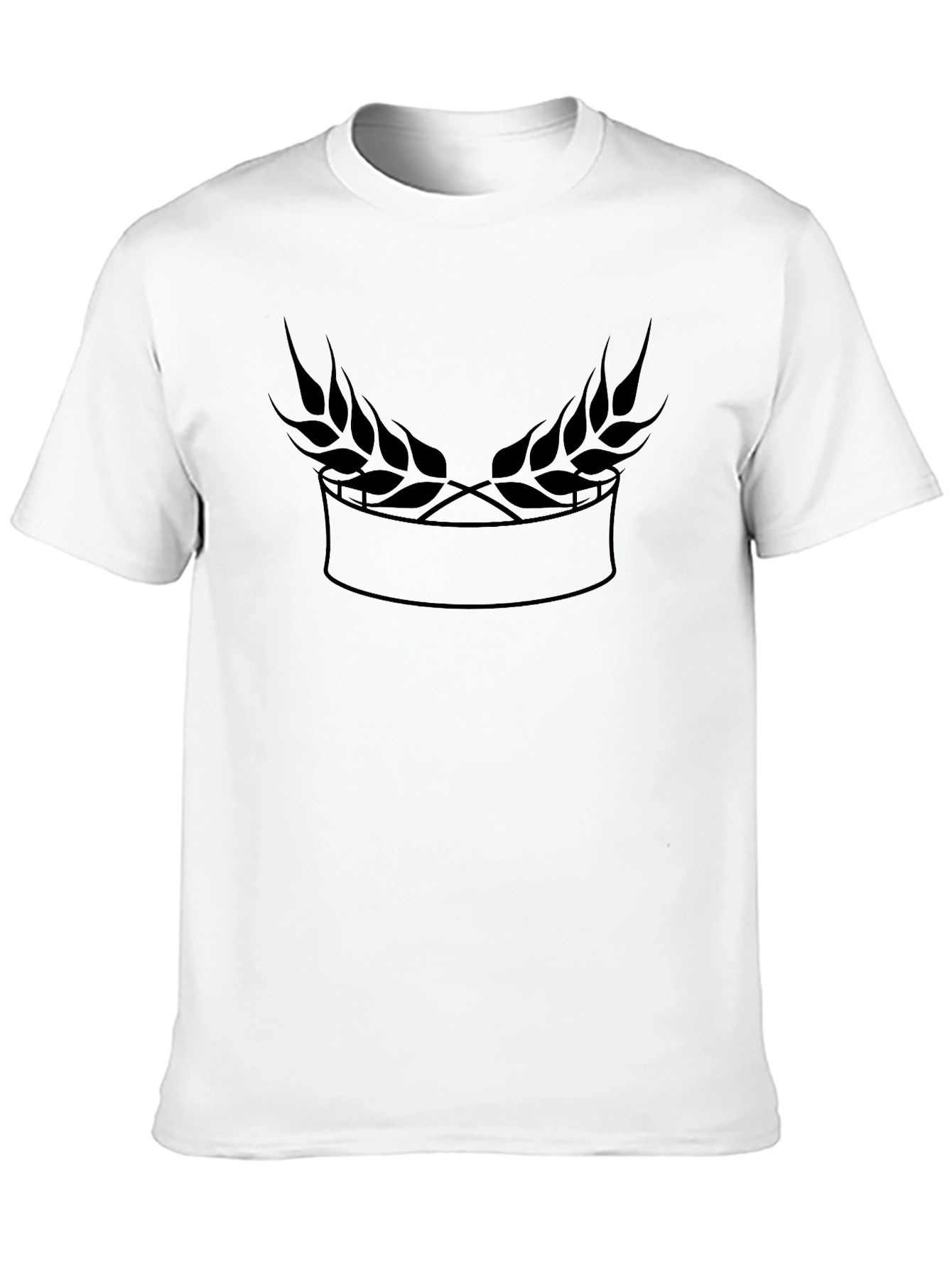 Black Graphic Tee with Wheat Laurel Design