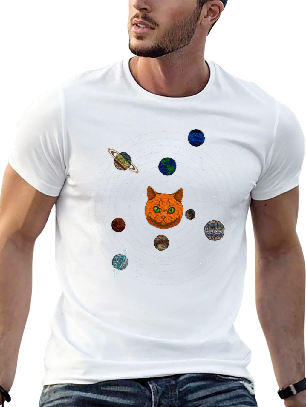 Cat Planets Graphic T-Shirt - Space Kitten Tee