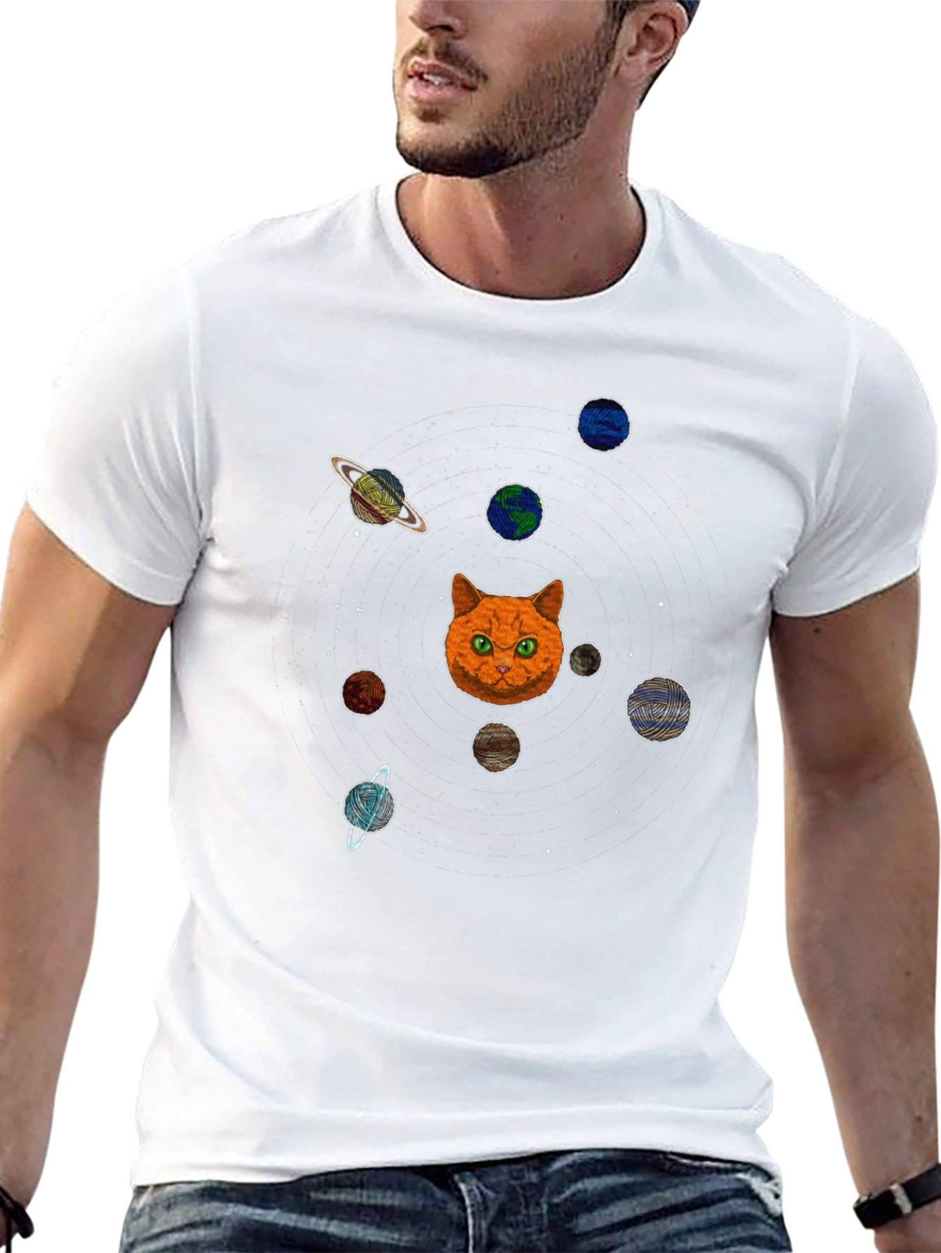 Cat Planets Graphic T-Shirt - Space Kitten Tee