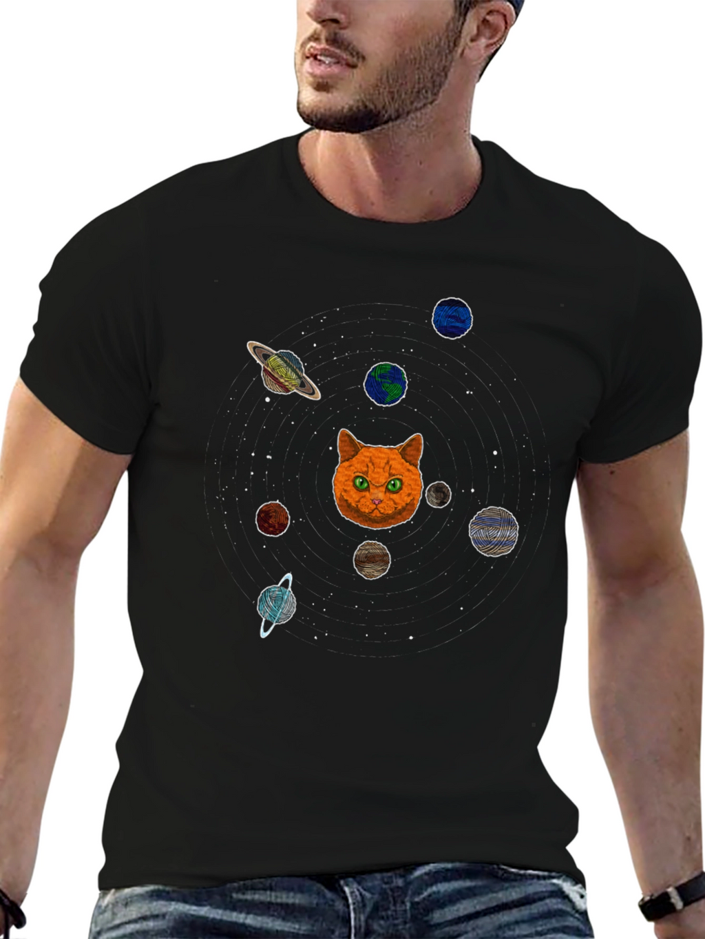Cat Planets Graphic T-Shirt - Space Kitten Tee