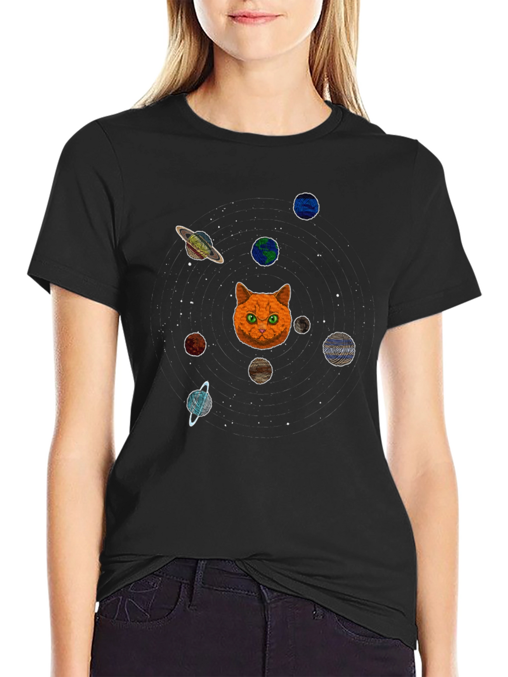 Cat Planets Graphic T-Shirt - Space Kitten Tee