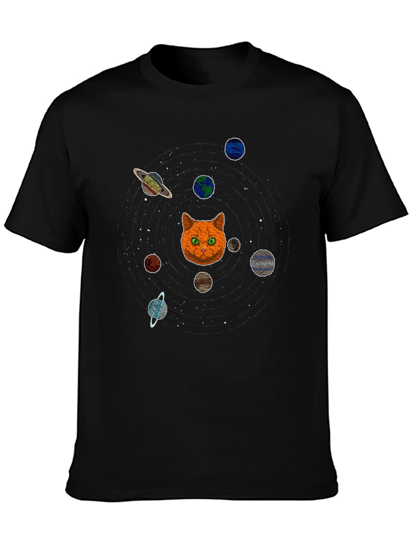 Cat Planets Graphic T-Shirt - Space Kitten Tee