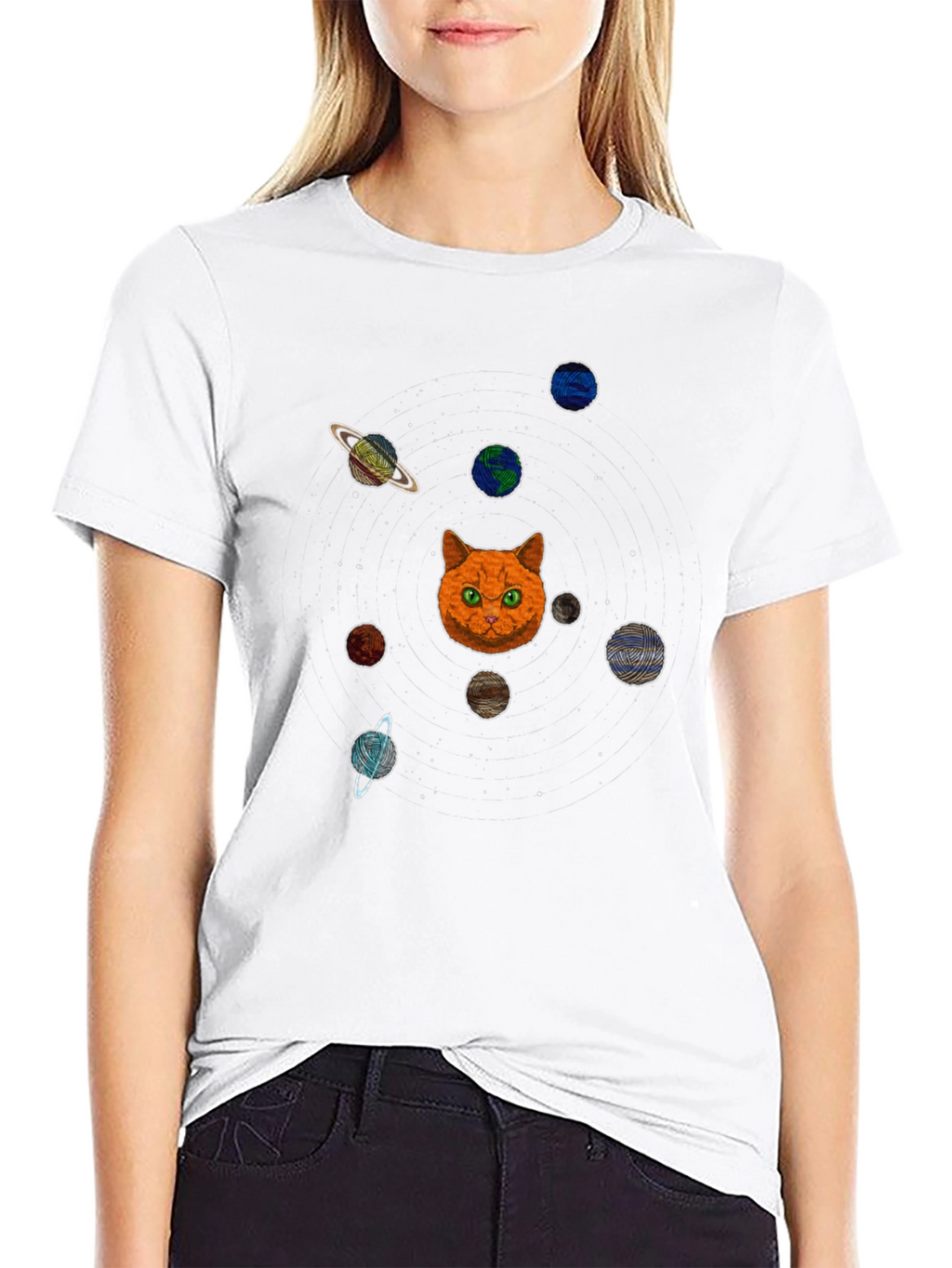Cat Planets Graphic T-Shirt - Space Kitten Tee