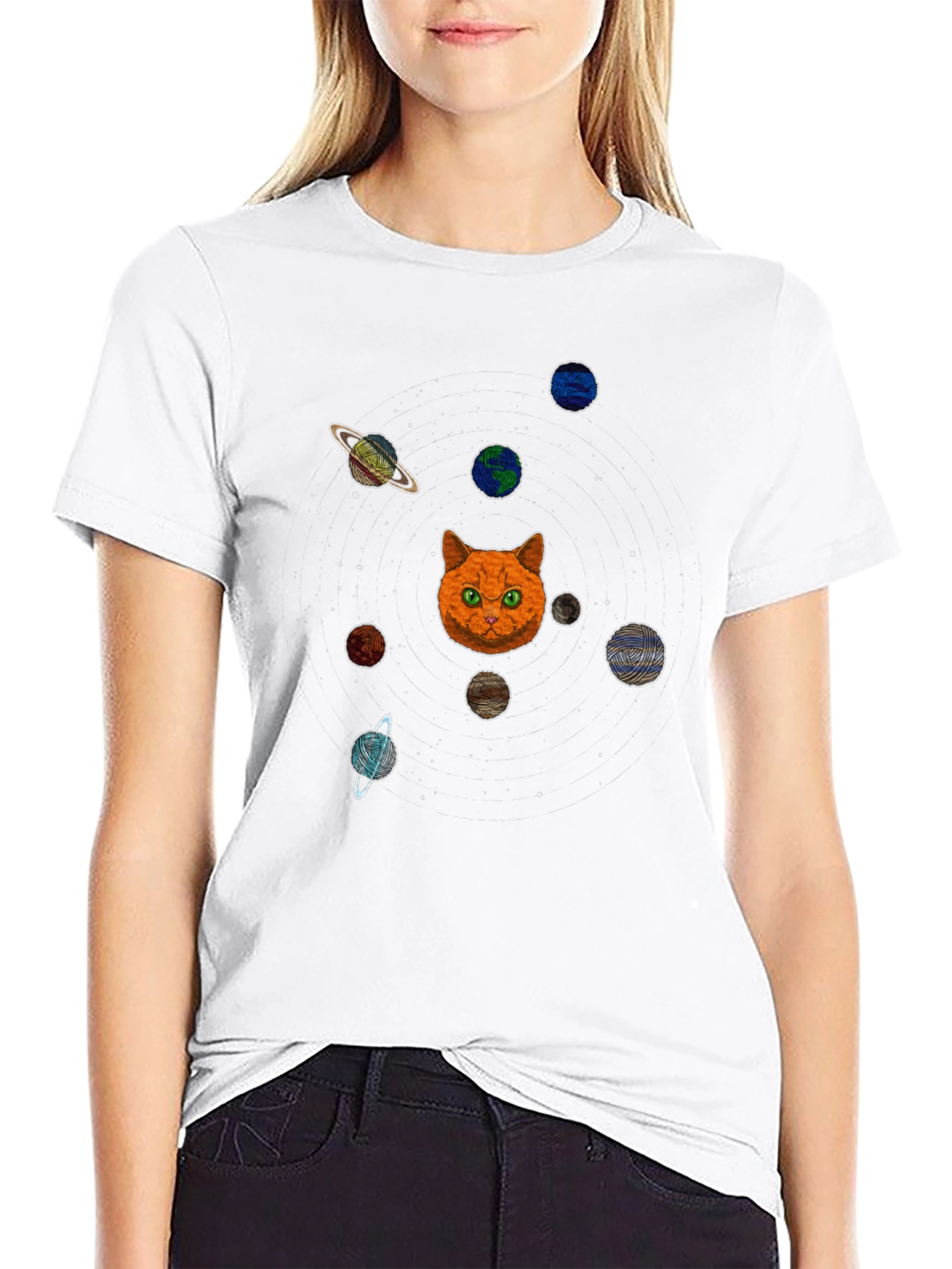 Cat Planets Graphic T-Shirt - Space Kitten Tee