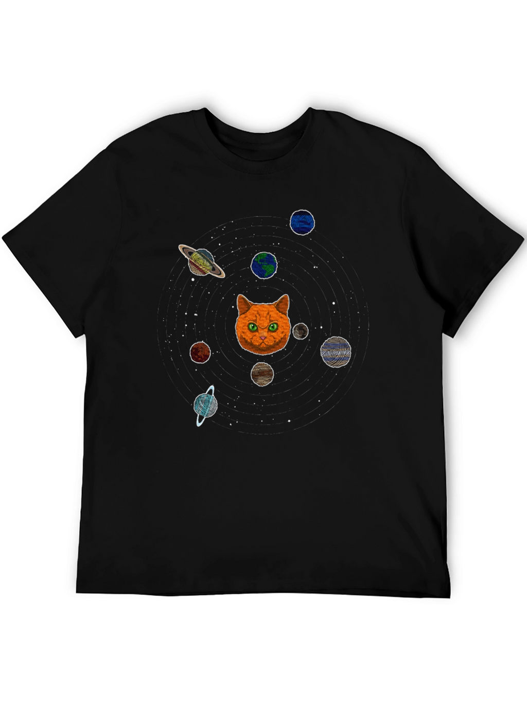Cat Planets Graphic T-Shirt - Space Kitten Tee