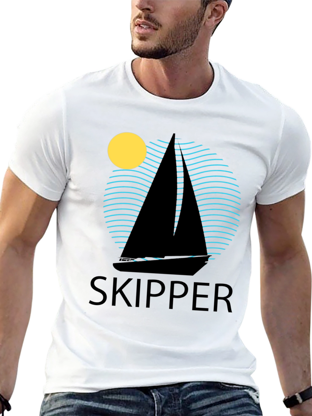 Skipper Sailboat T-Shirt - Nautical Design
