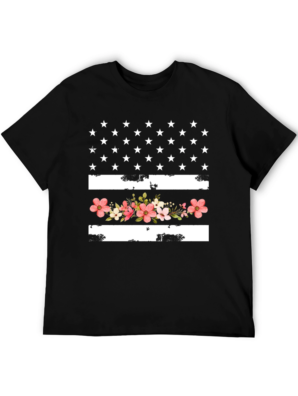 Floral American Flag Graphic T-Shirt