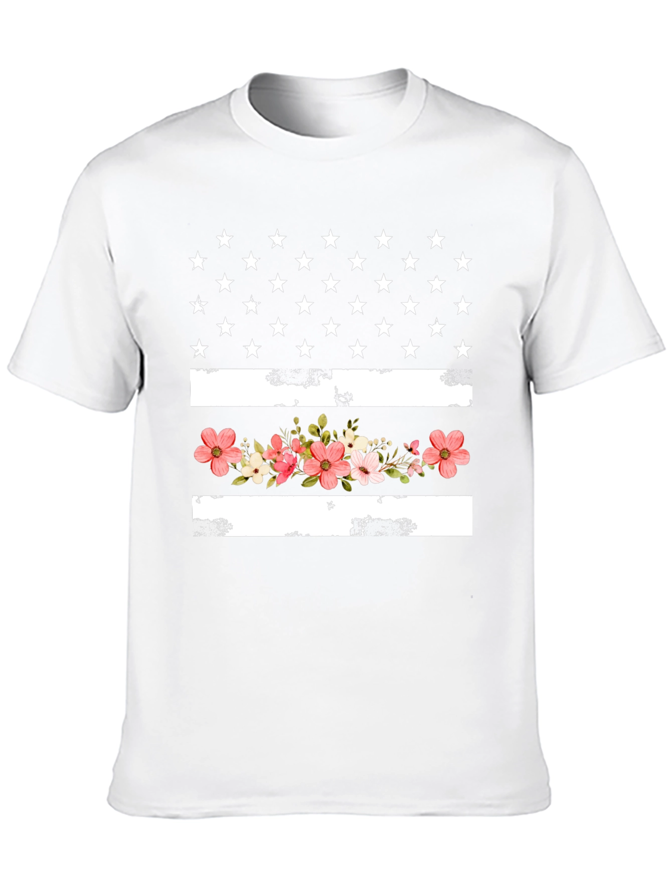 Floral American Flag Graphic T-Shirt