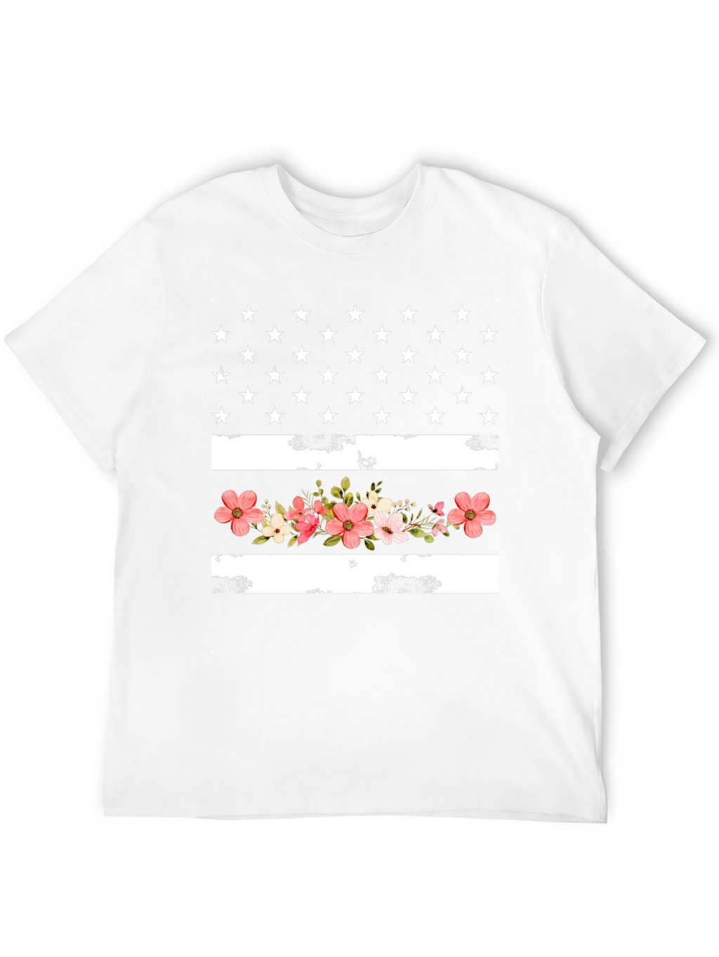 Floral American Flag Graphic T-Shirt