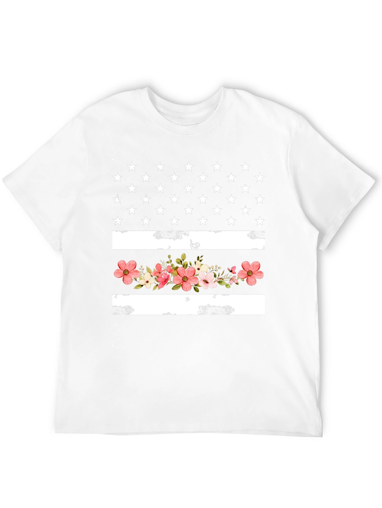 Floral American Flag Graphic T-Shirt