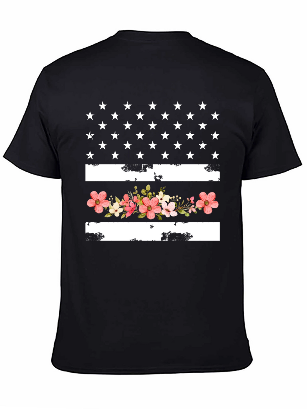 Floral American Flag Graphic T-Shirt