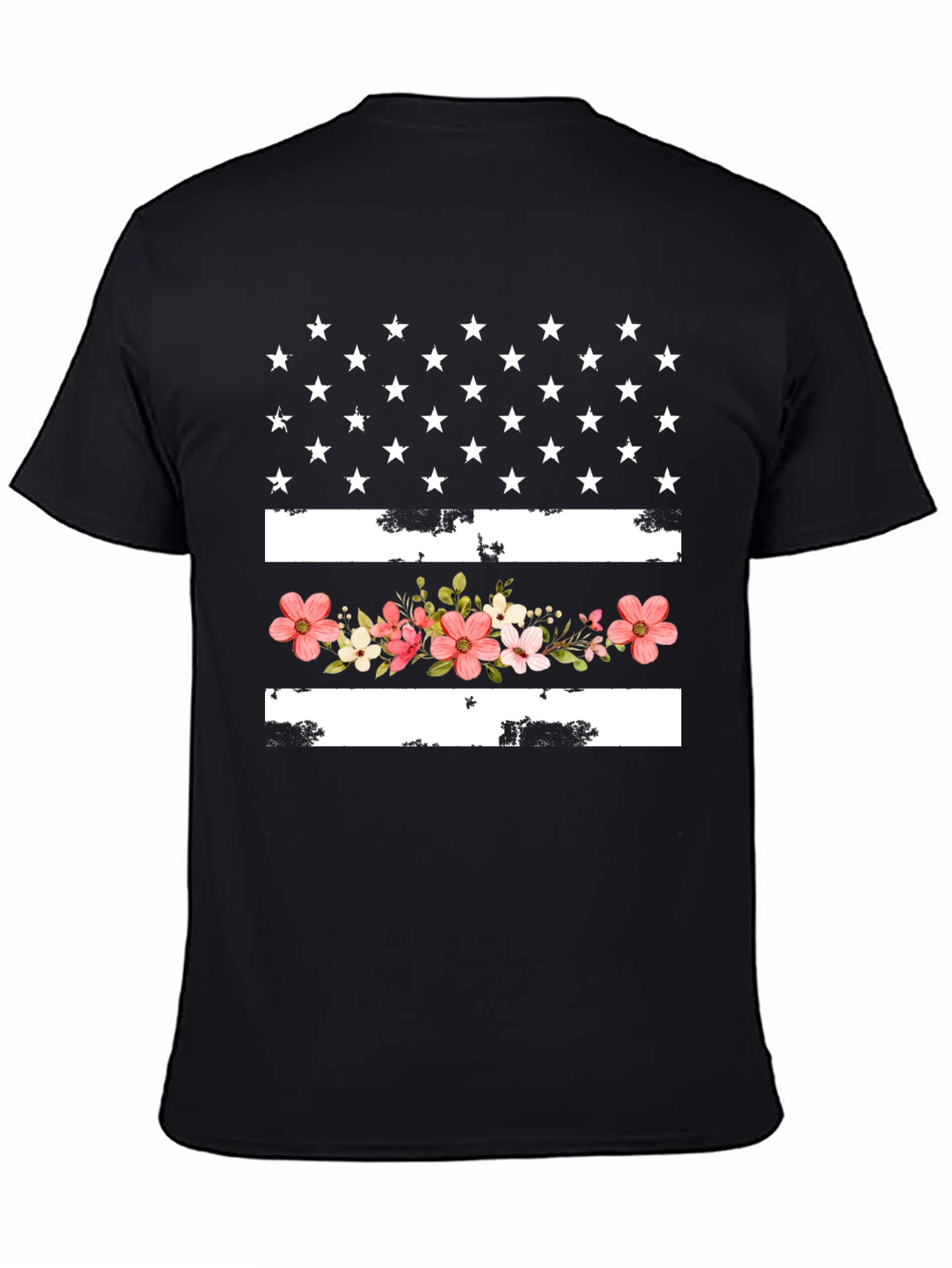 Floral American Flag Graphic T-Shirt