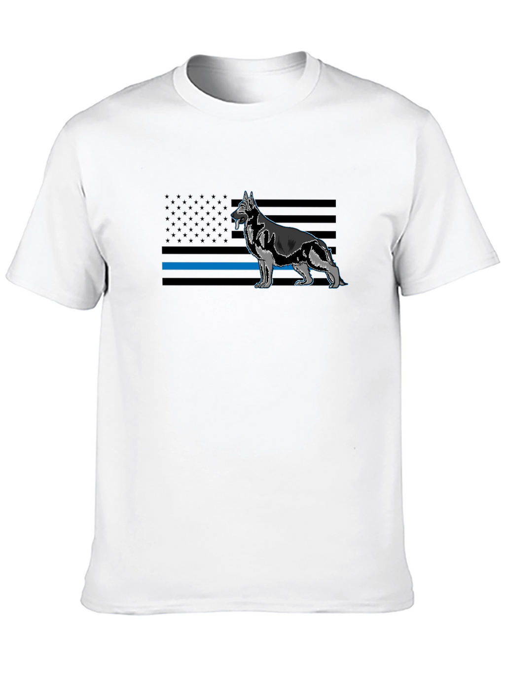 German Shepherd Blue Line Flag Graphic T-Shirt