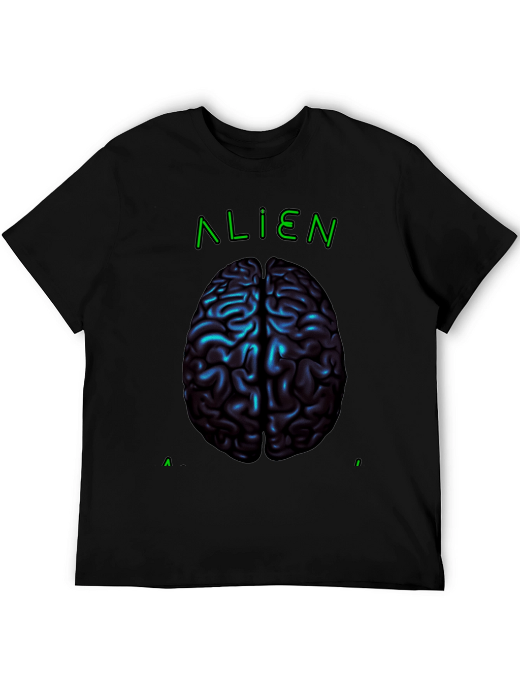 Alien Brain Graphic Tee - Black Cotton T-Shirt