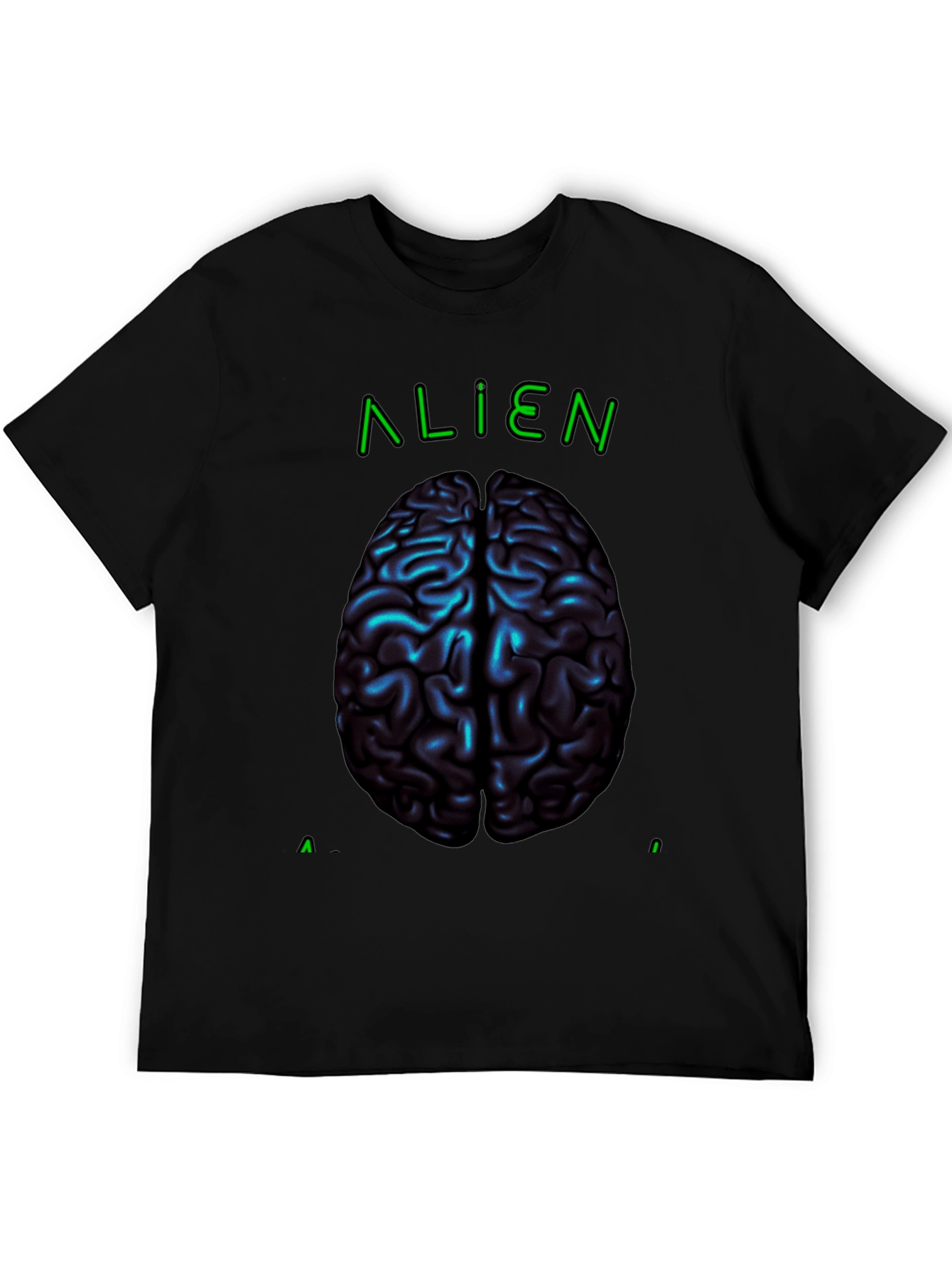 Alien Brain Graphic Tee - Black Cotton T-Shirt