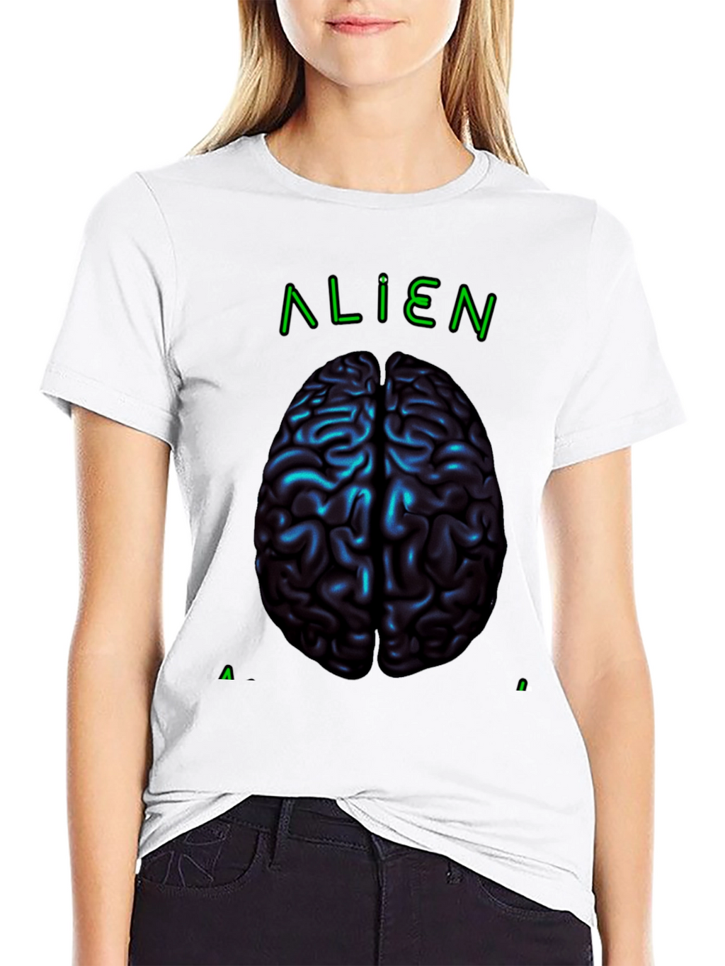 Alien Brain Graphic Tee - Black Cotton T-Shirt