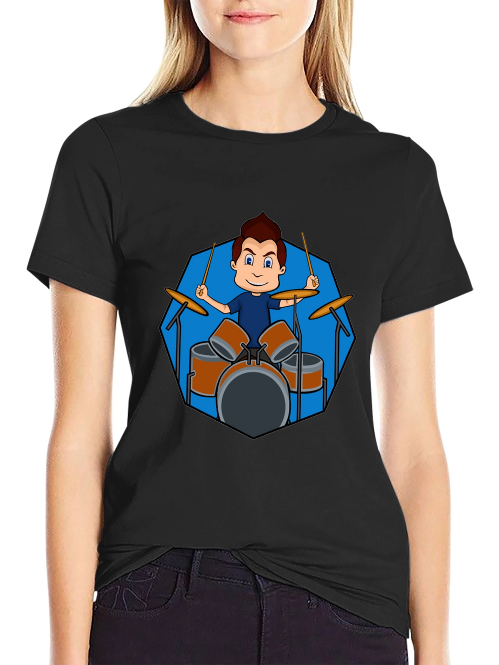 Drummer Boy Graphic Black T-Shirt