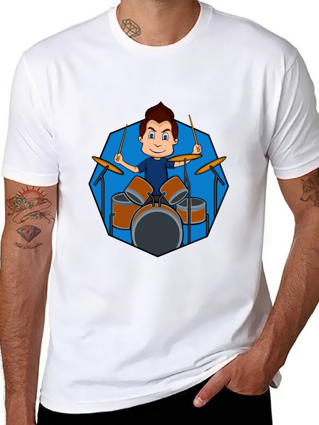 Drummer Boy Graphic Black T-Shirt