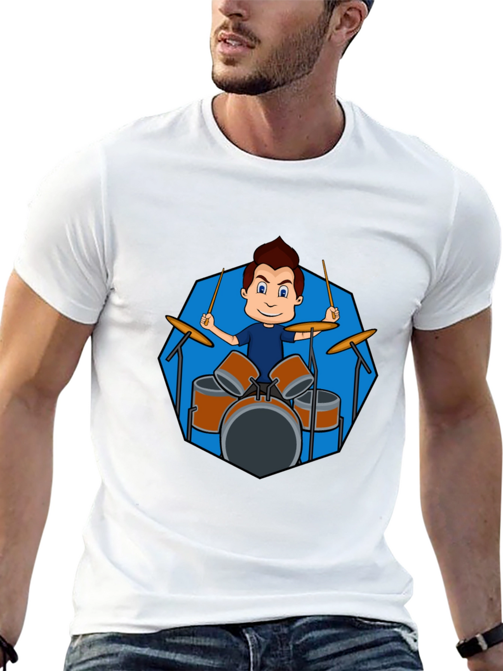 Drummer Boy Graphic Black T-Shirt
