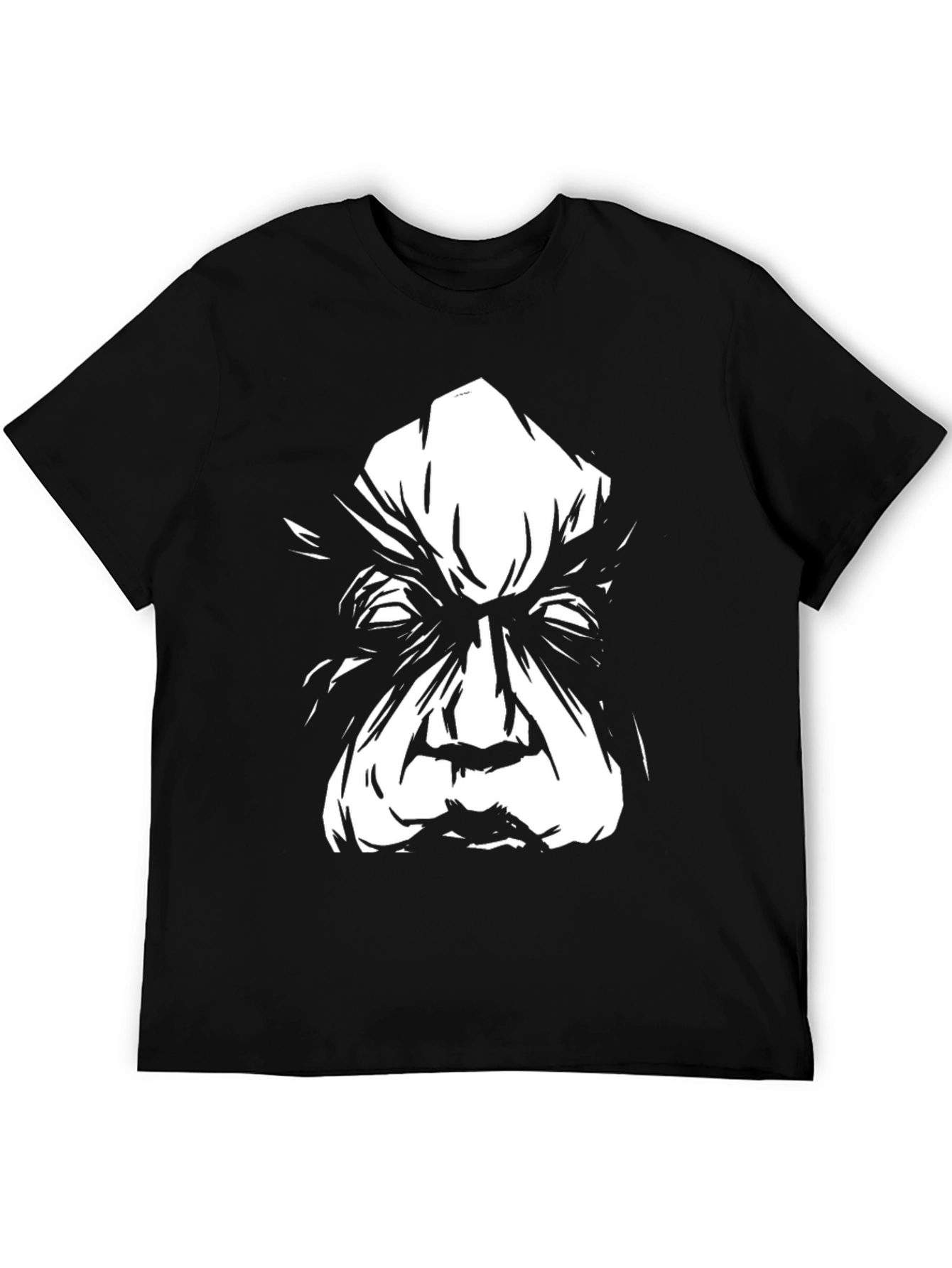 Eerie Black T-Shirt with Striking White Face Graphic