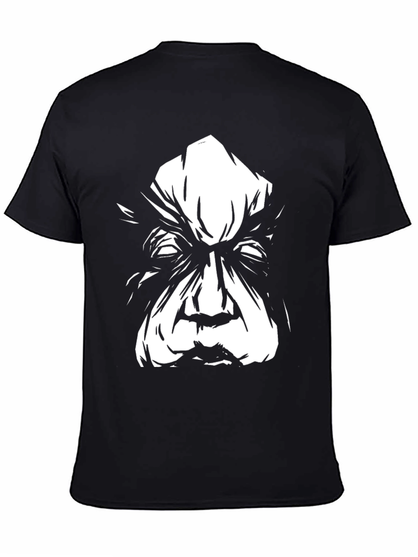 Eerie Black T-Shirt with Striking White Face Graphic