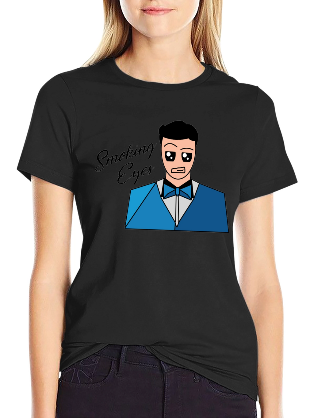 Smoking Eyes Graphic T-Shirt - Black Cotton Tee