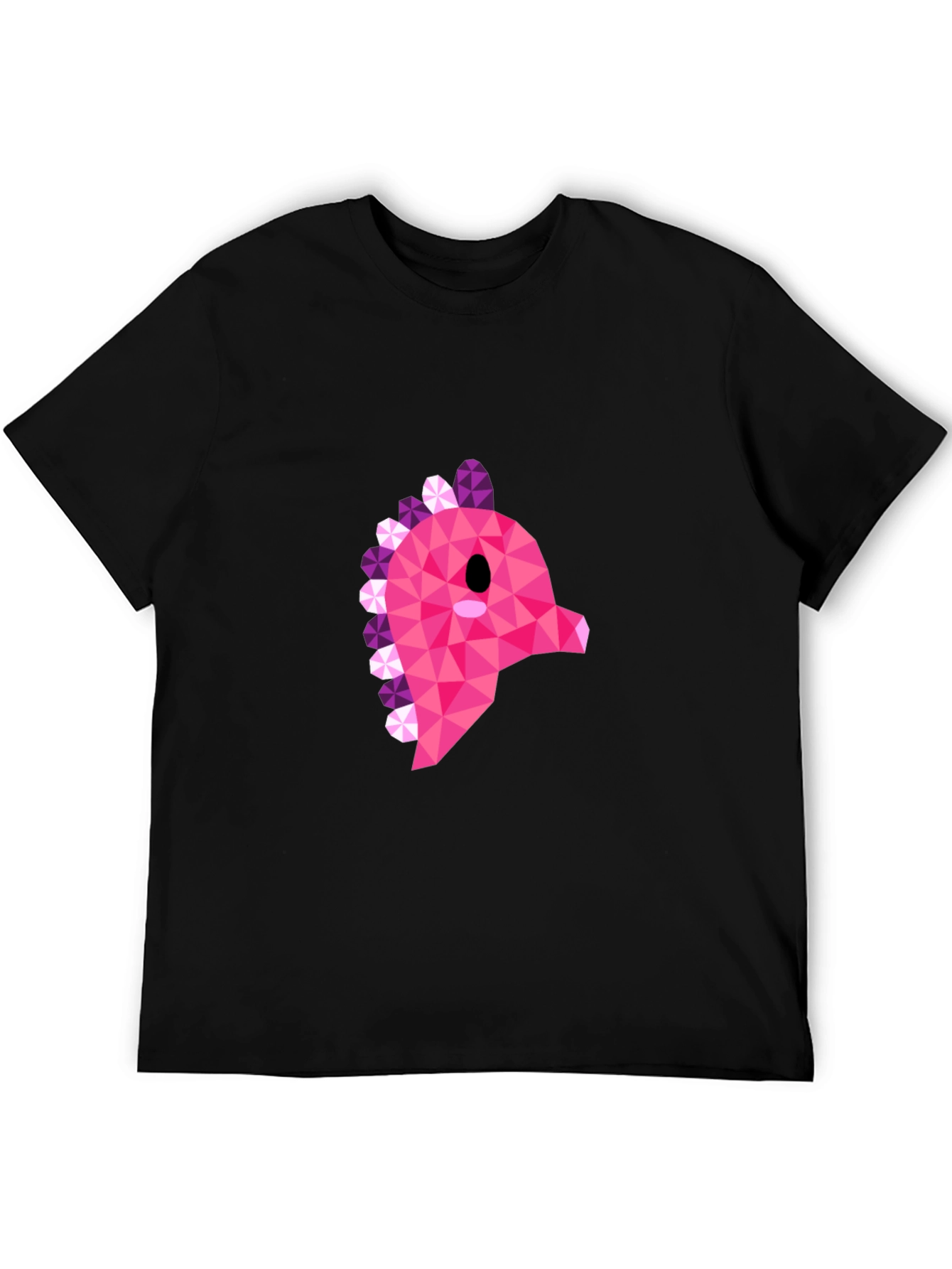 Geometric Pink Dinosaur Graphic T-Shirt - Modern Style
