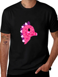 Geometric Pink Dinosaur Graphic T-Shirt - Modern Style