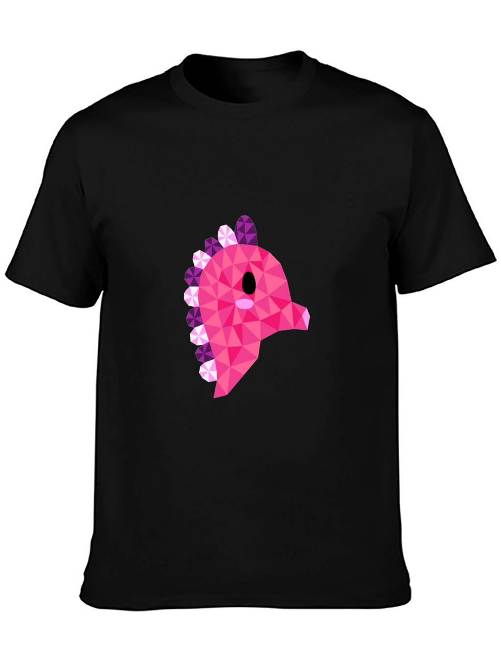 Geometric Pink Dinosaur Graphic T-Shirt - Modern Style