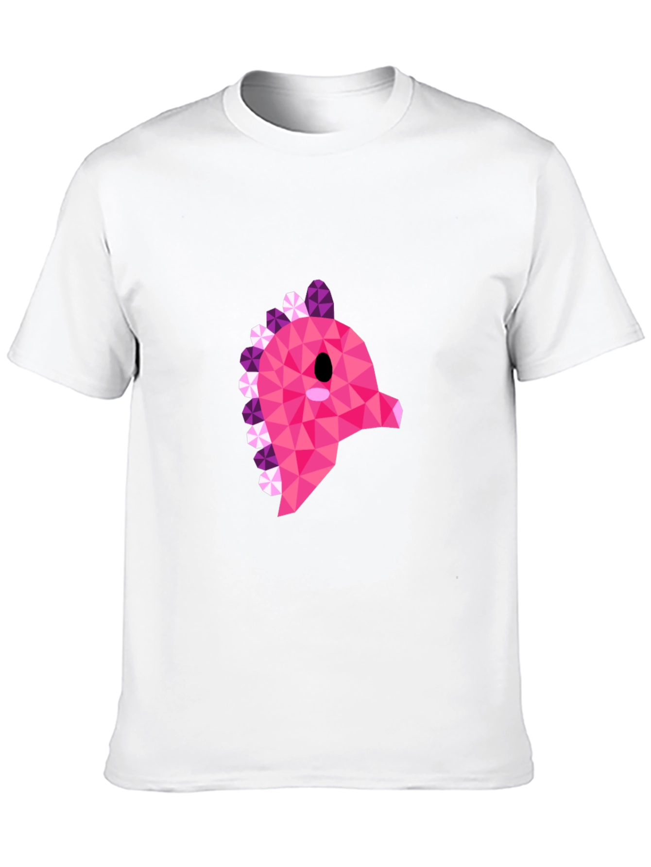 Geometric Pink Dinosaur Graphic T-Shirt - Modern Style