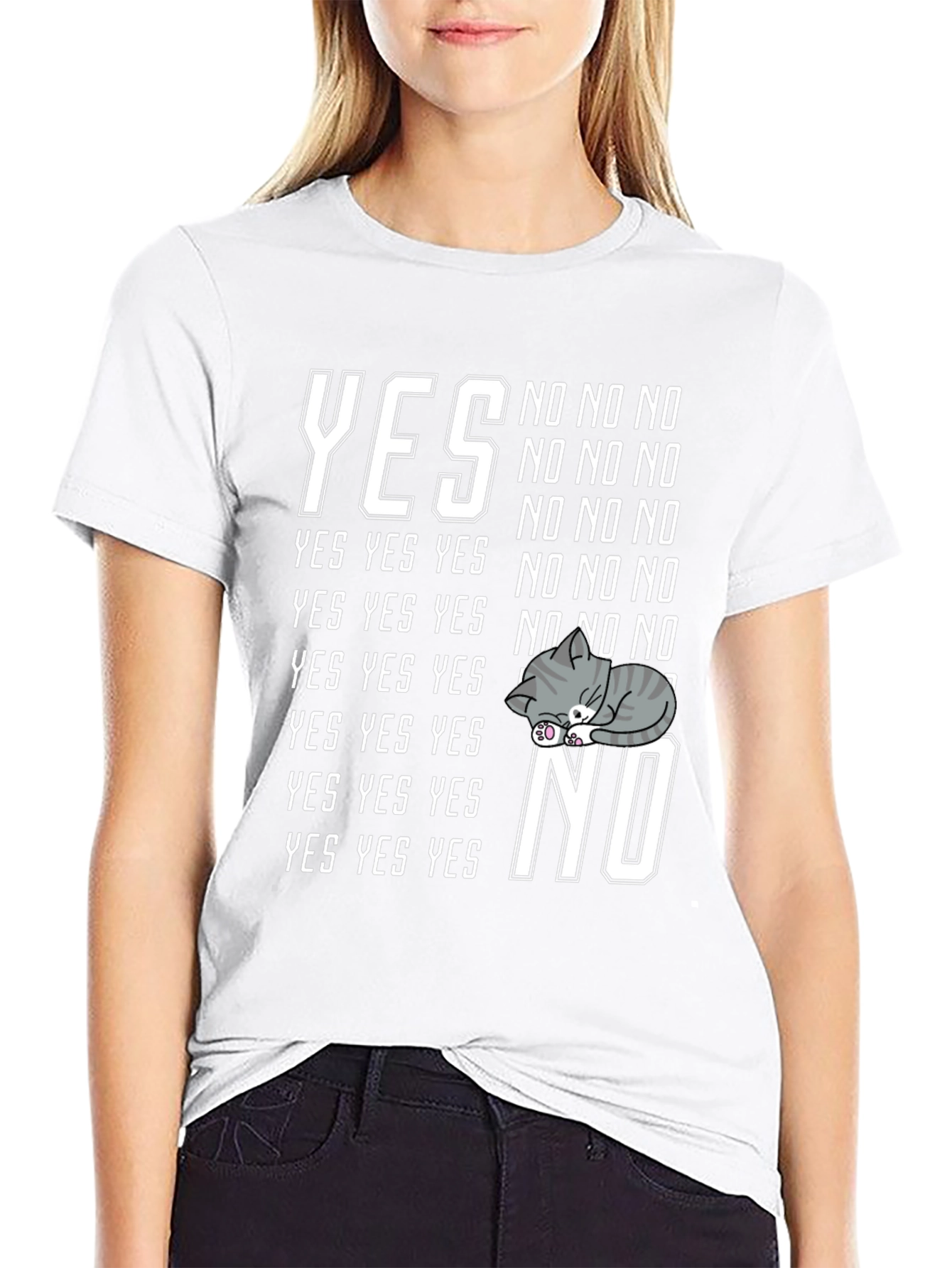 Yes No Cat Nap Graphic T-Shirt