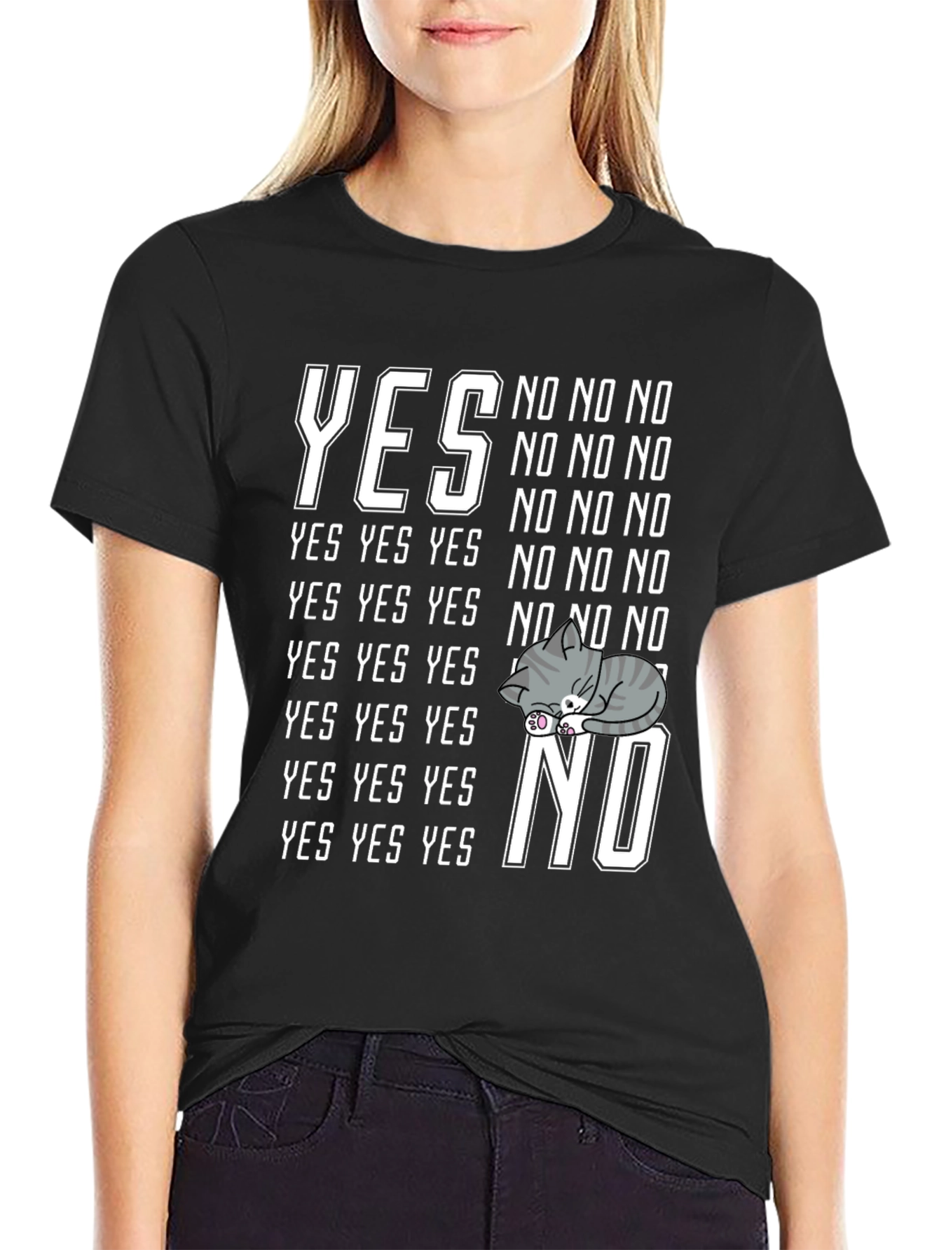 Yes No Cat Nap Graphic T-Shirt