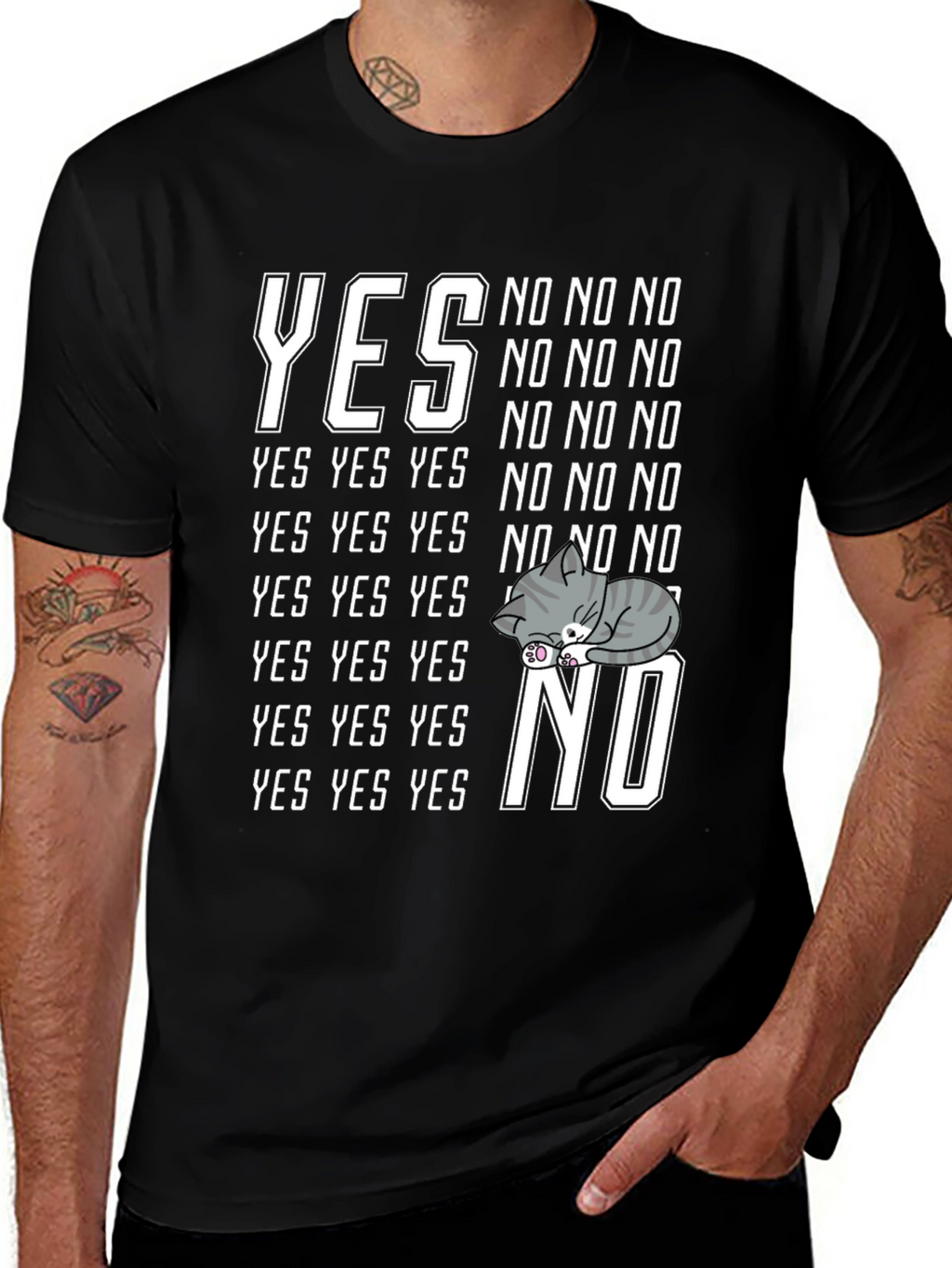Yes No Cat Nap Graphic T-Shirt