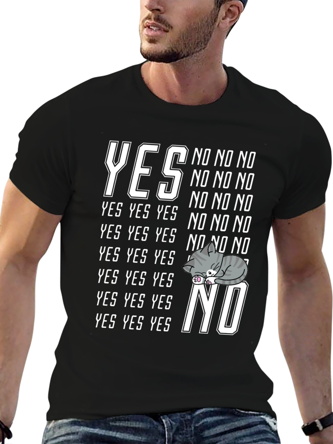 Yes No Cat Nap Graphic T-Shirt