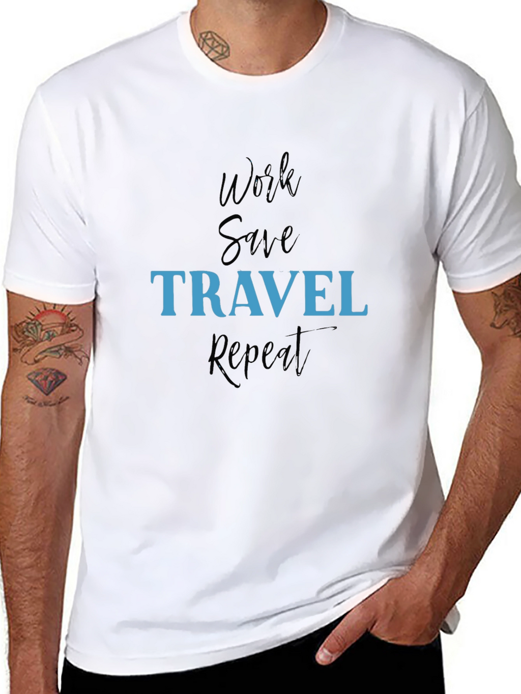 Work Save Travel Repeat Black T-Shirt