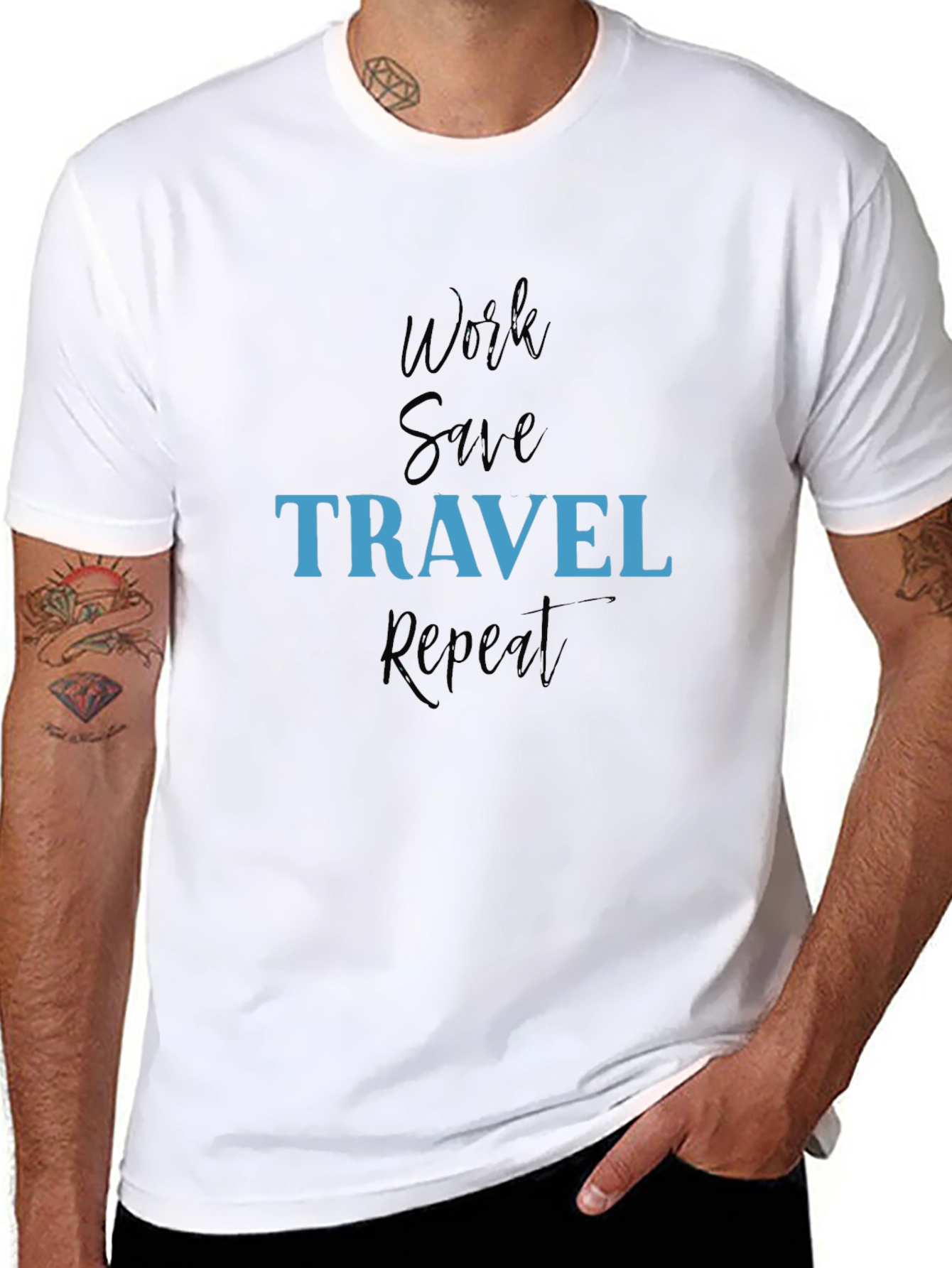 Work Save Travel Repeat Black T-Shirt