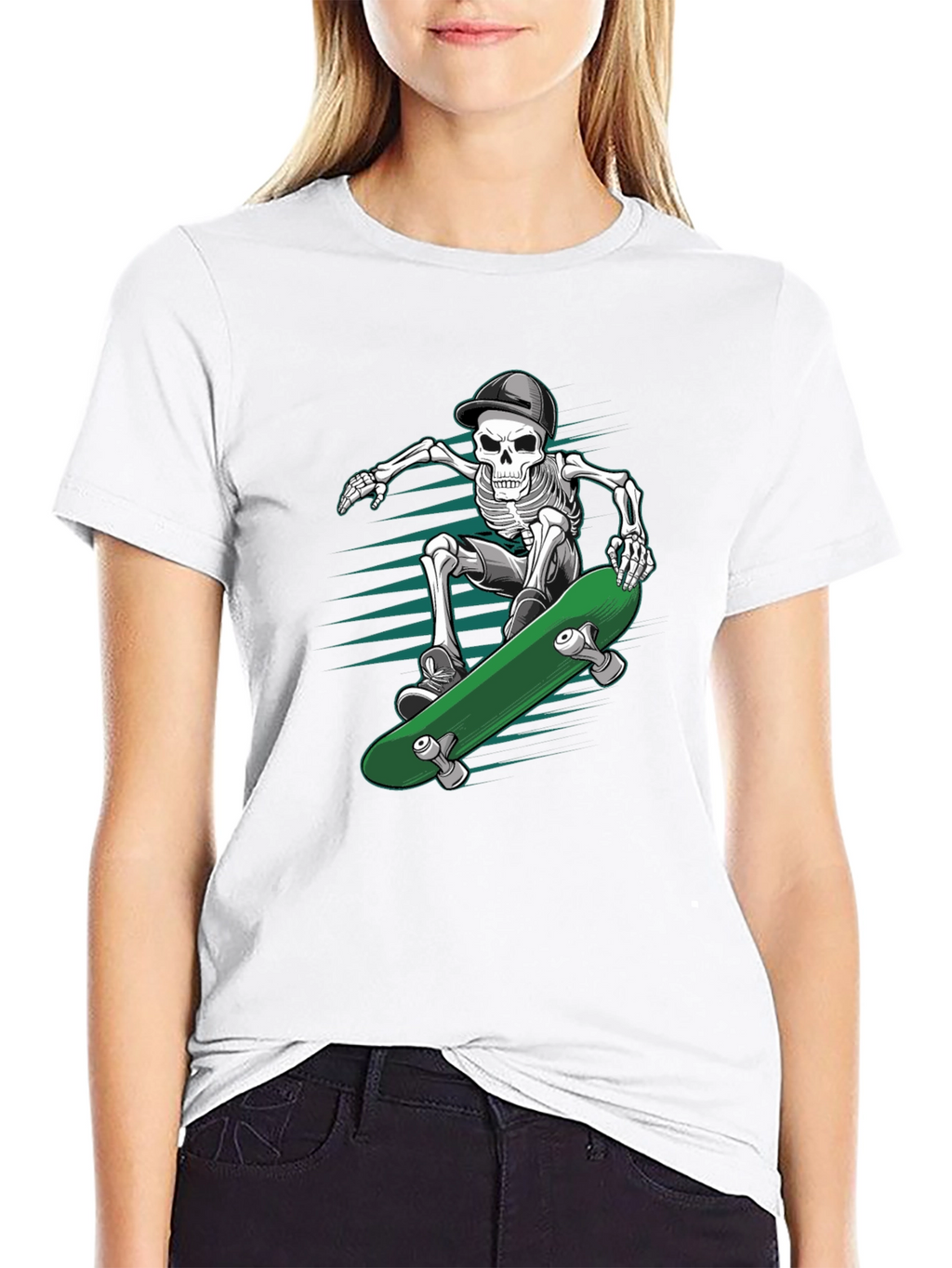 Skateboarding Skeleton T-Shirt - Cool Graphic Tee