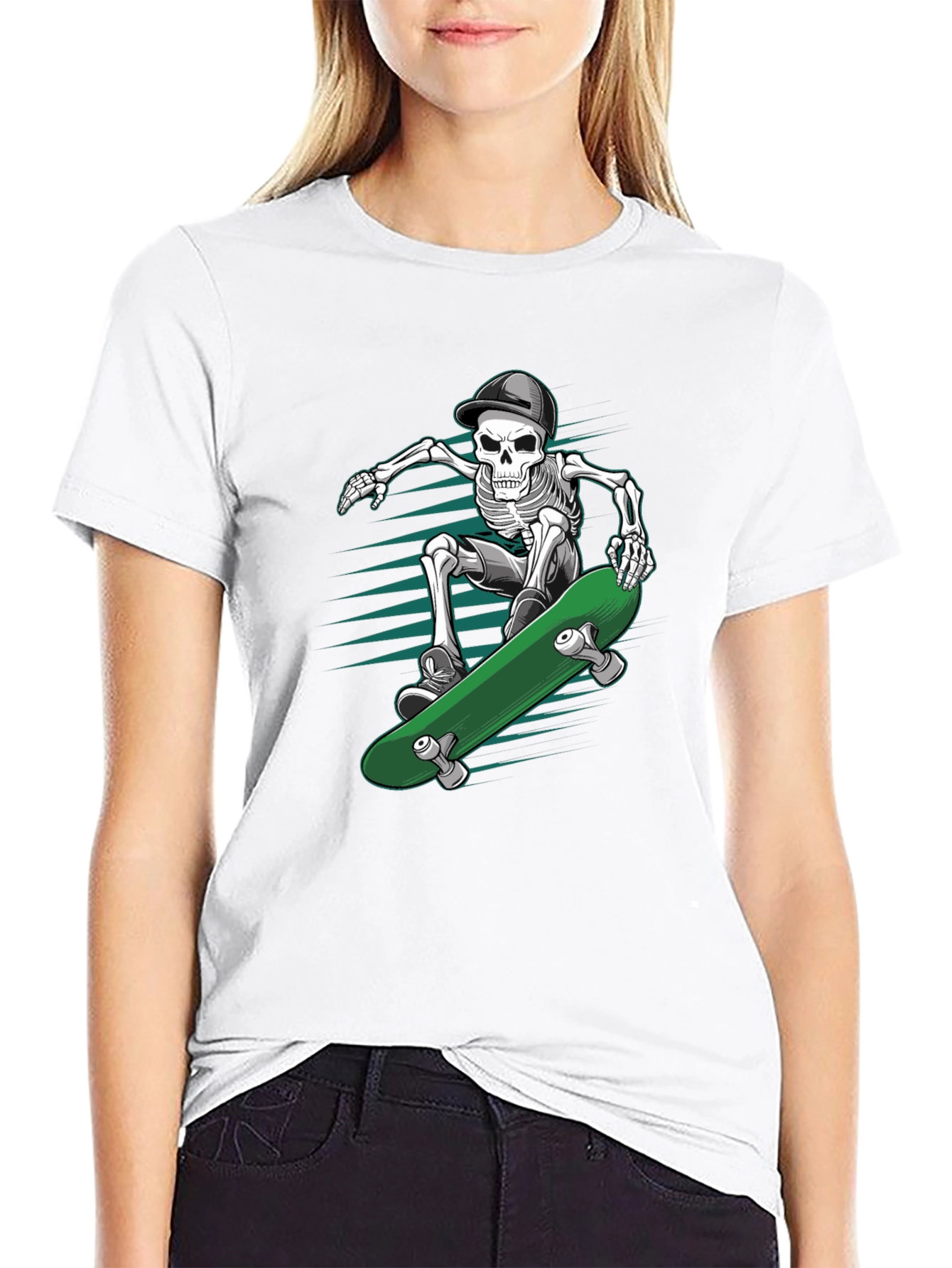 Skateboarding Skeleton T-Shirt - Cool Graphic Tee