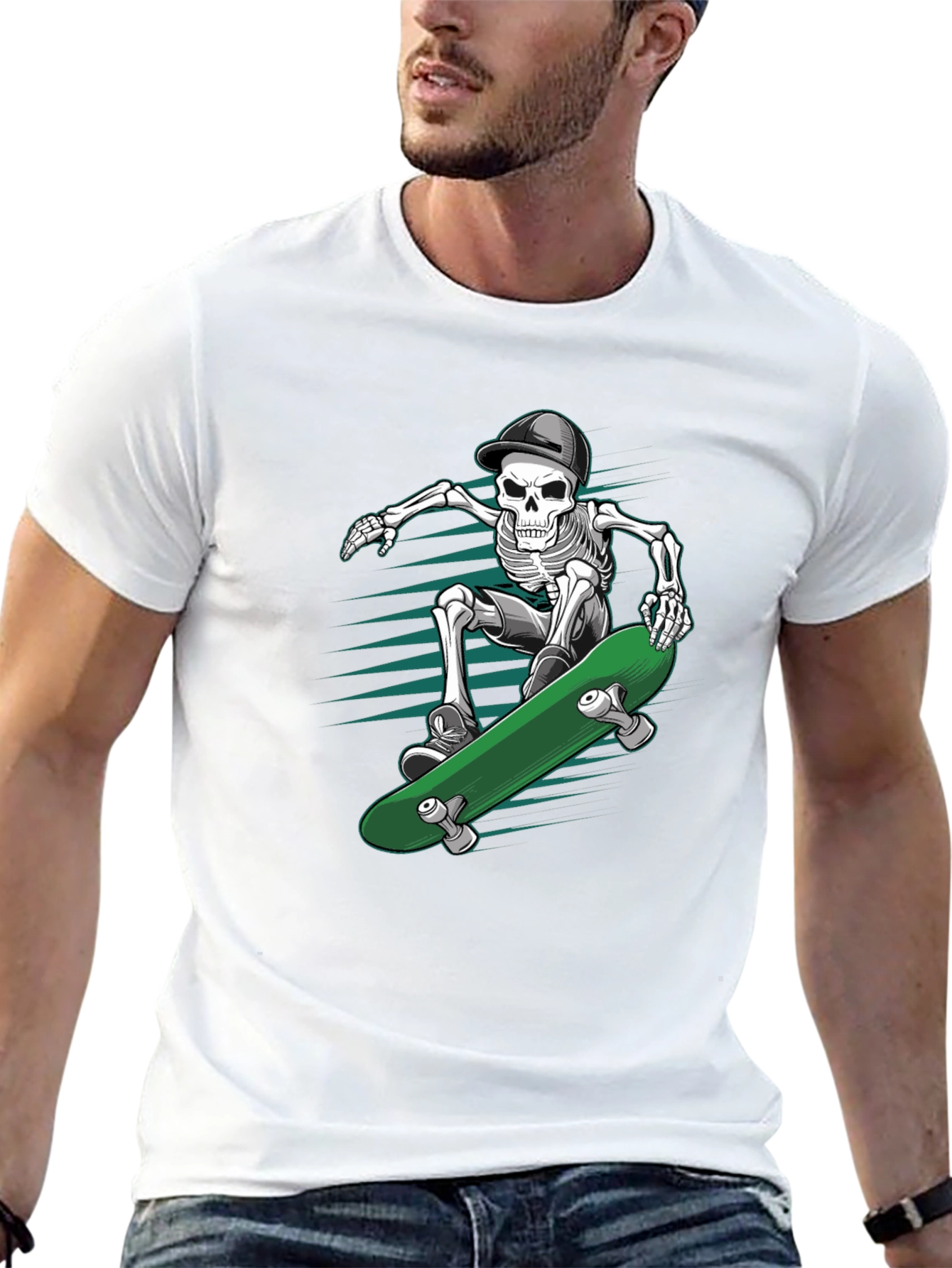 Skateboarding Skeleton T-Shirt - Cool Graphic Tee