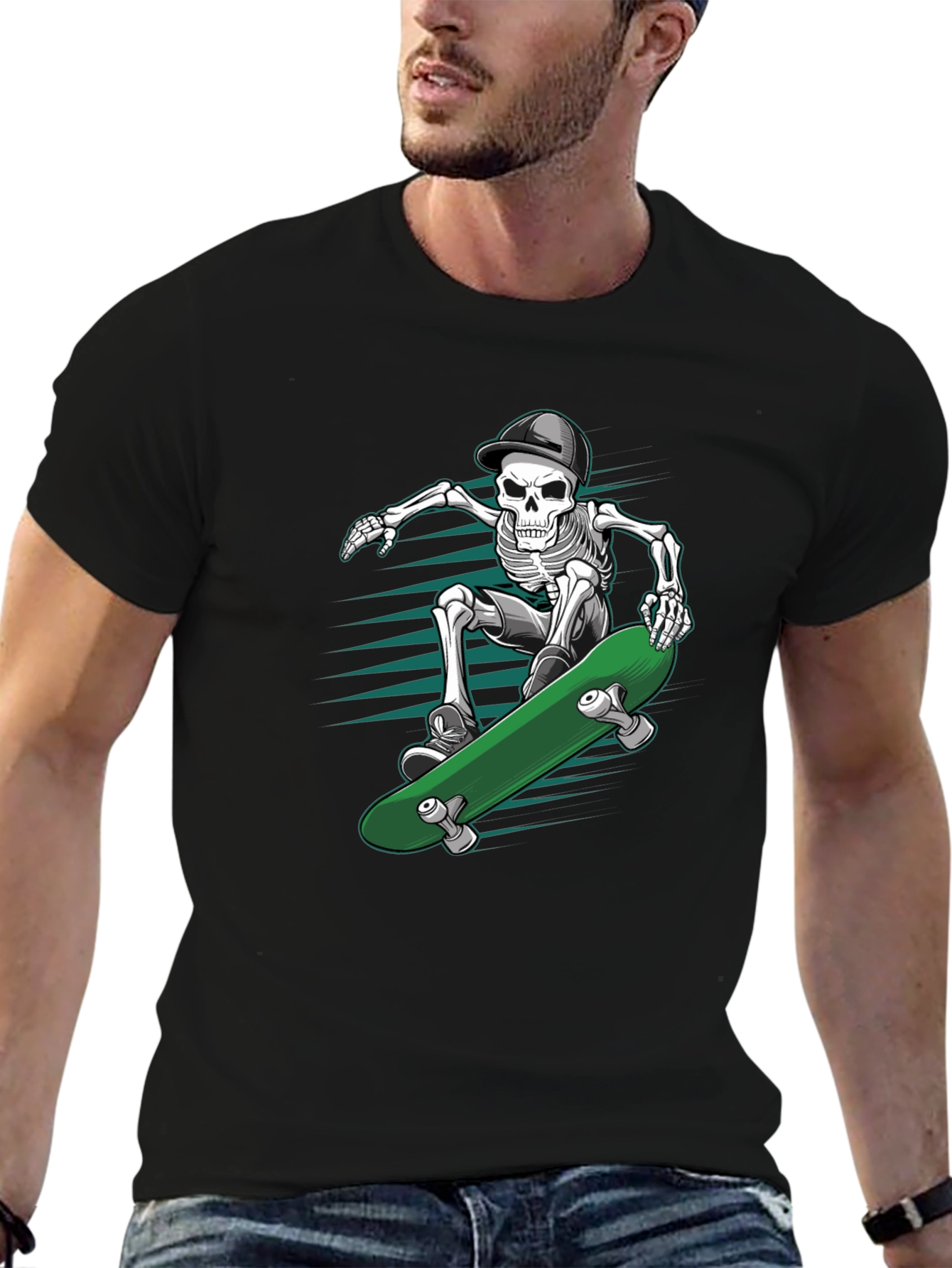 Skateboarding Skeleton T-Shirt - Cool Graphic Tee