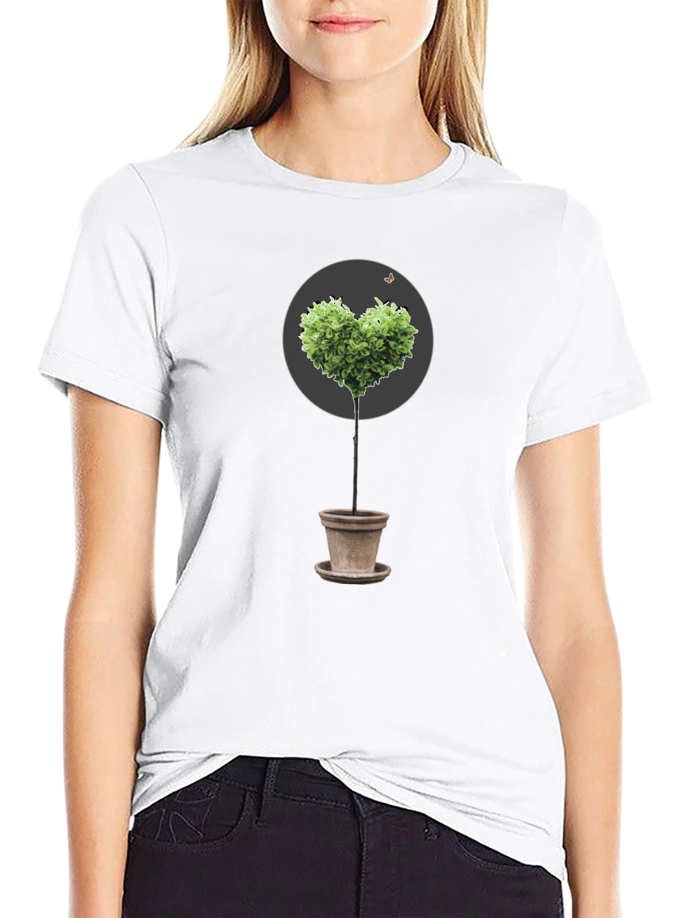Heart-Shaped Tree in Pot Graphic Tee