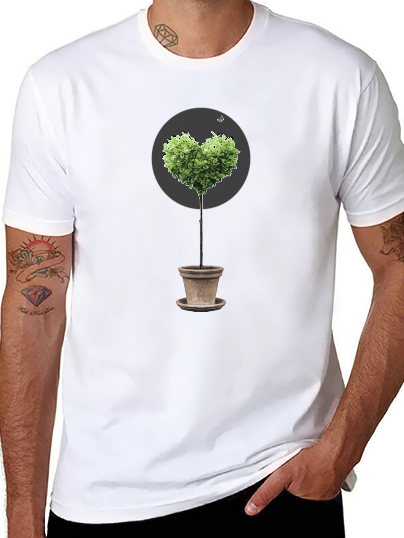 Heart-Shaped Tree in Pot Graphic Tee