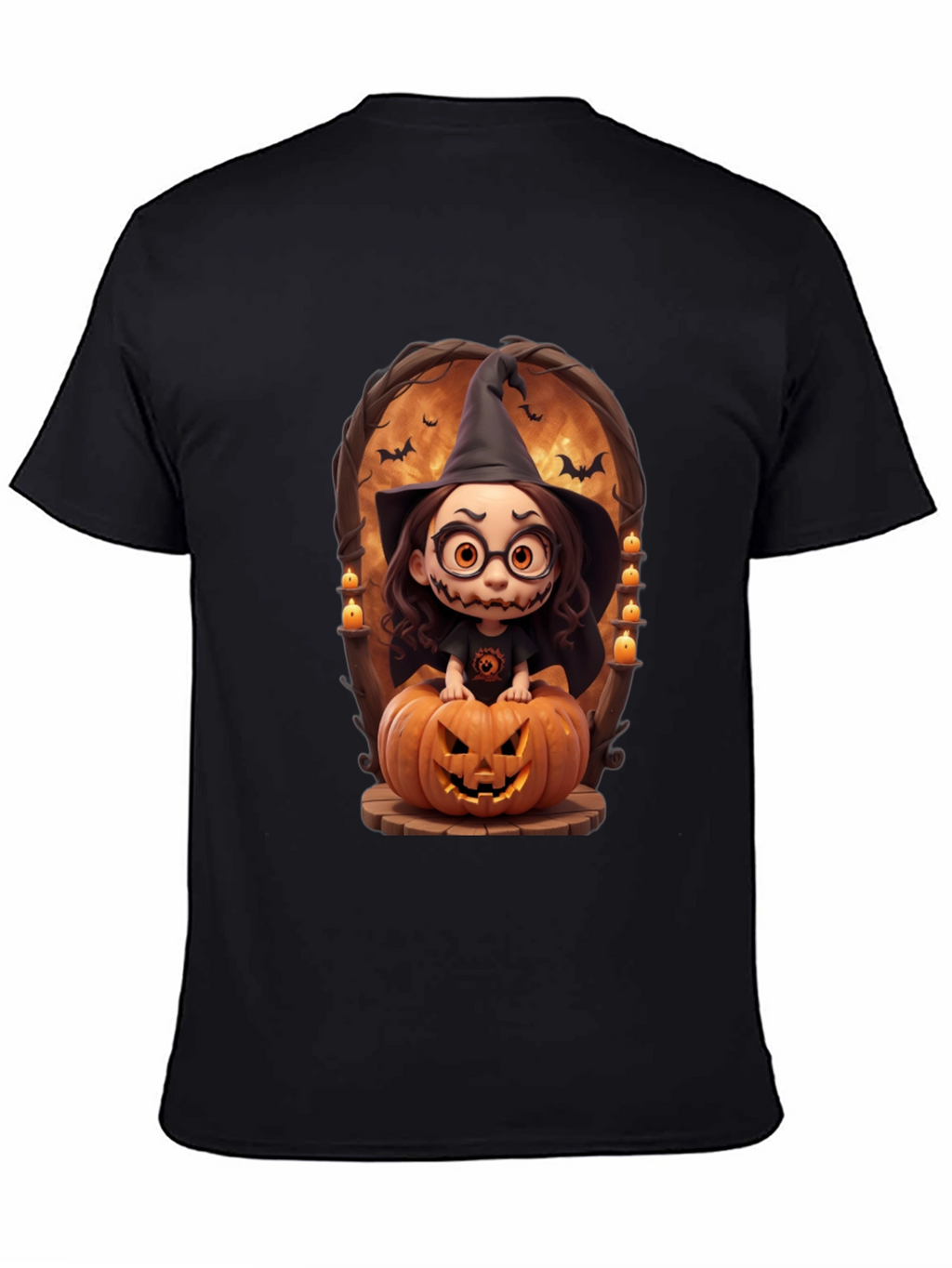 Halloween Witch on Pumpkin Graphic Tee