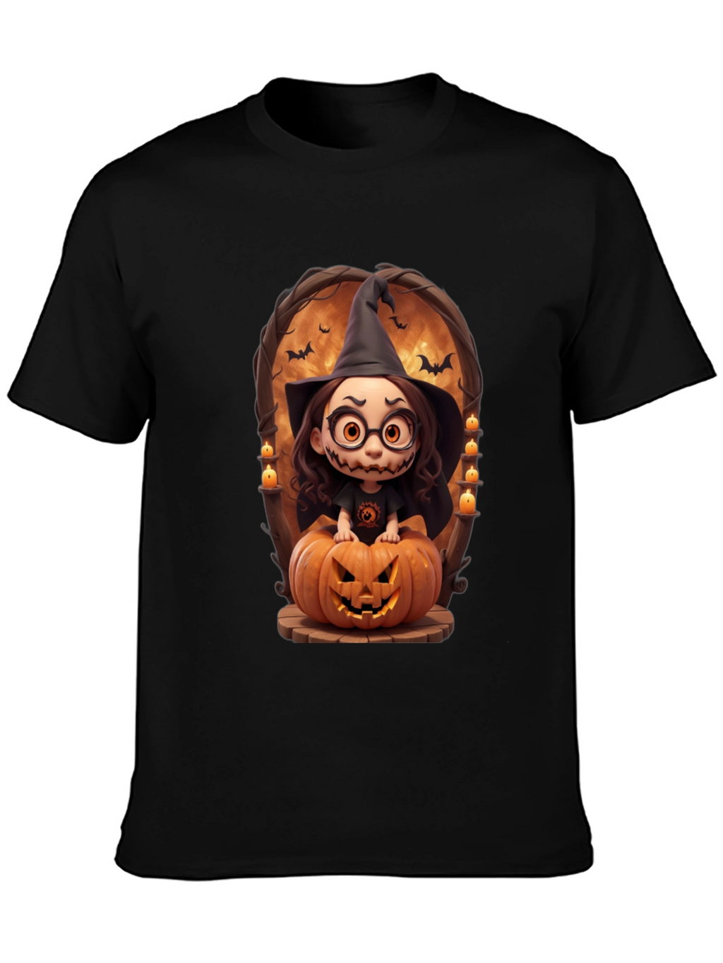 Halloween Witch on Pumpkin Graphic Tee