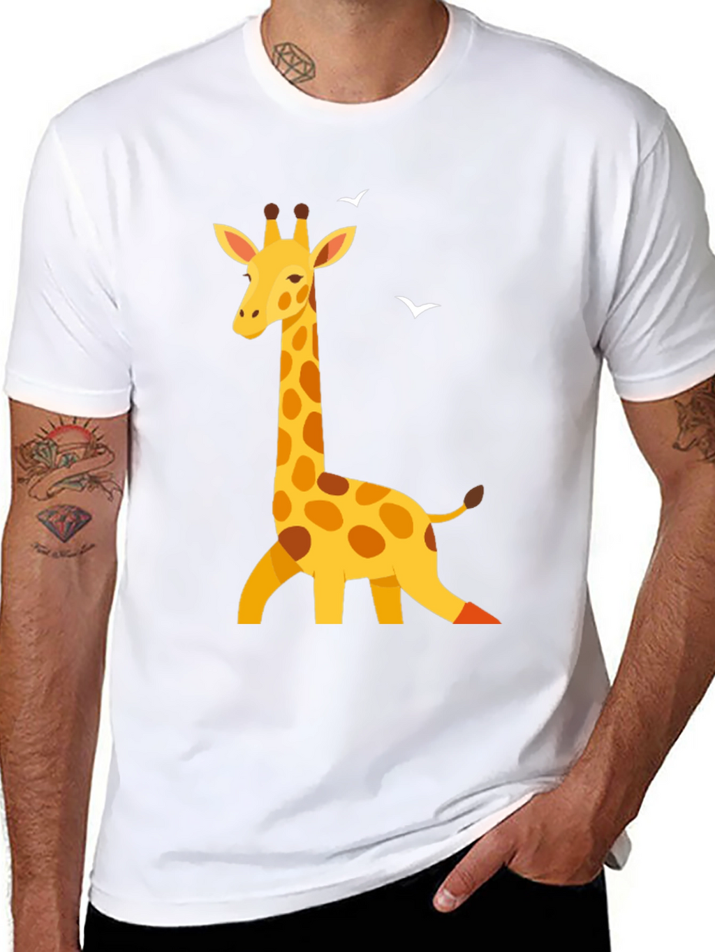Giraffe Graphic Print Black T-Shirt