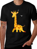 Giraffe Graphic Print Black T-Shirt