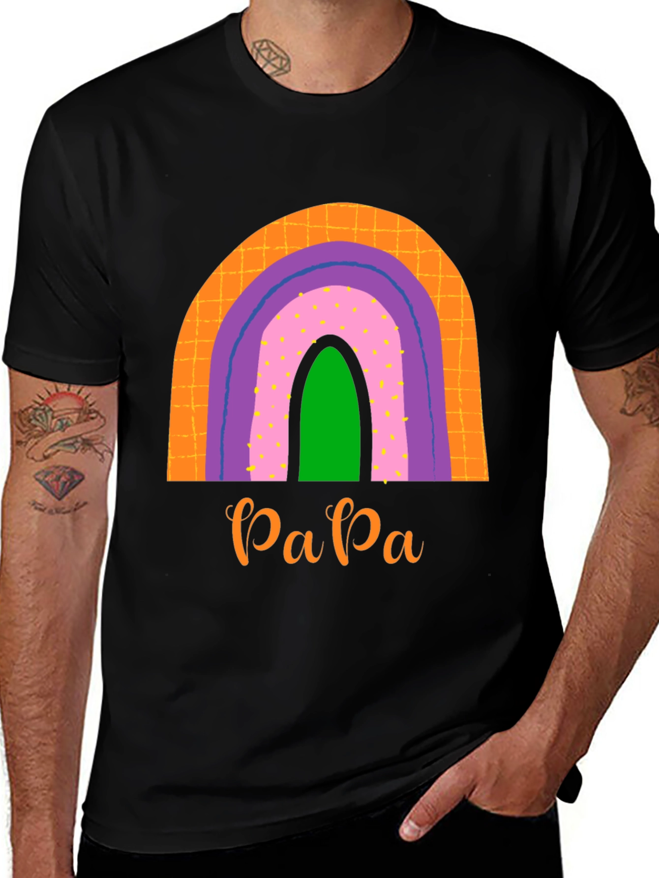 Retro Papa Rainbow Graphic Tee - Dads Pride