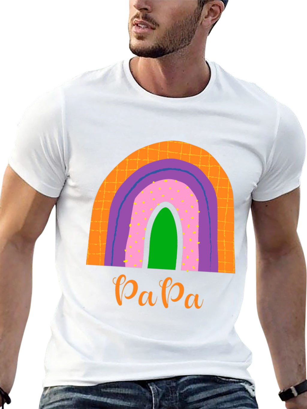 Retro Papa Rainbow Graphic Tee - Dads Pride